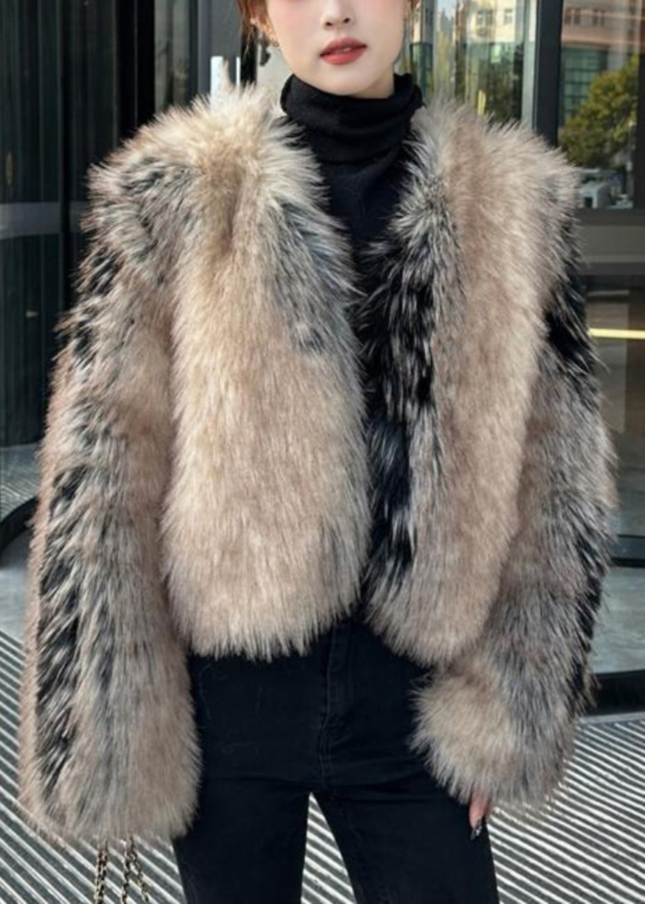 New V Neck Thick Leather and Fur Coats Winter
