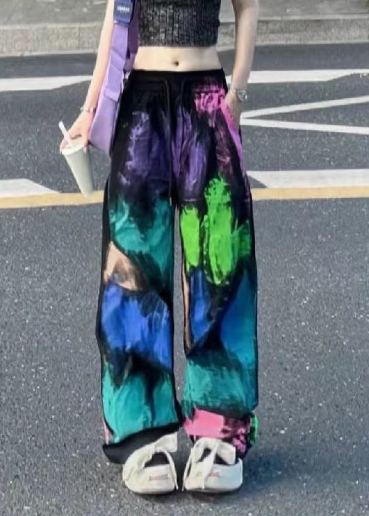 Tie Dye Elastic Waist Wide Leg Pants Summer