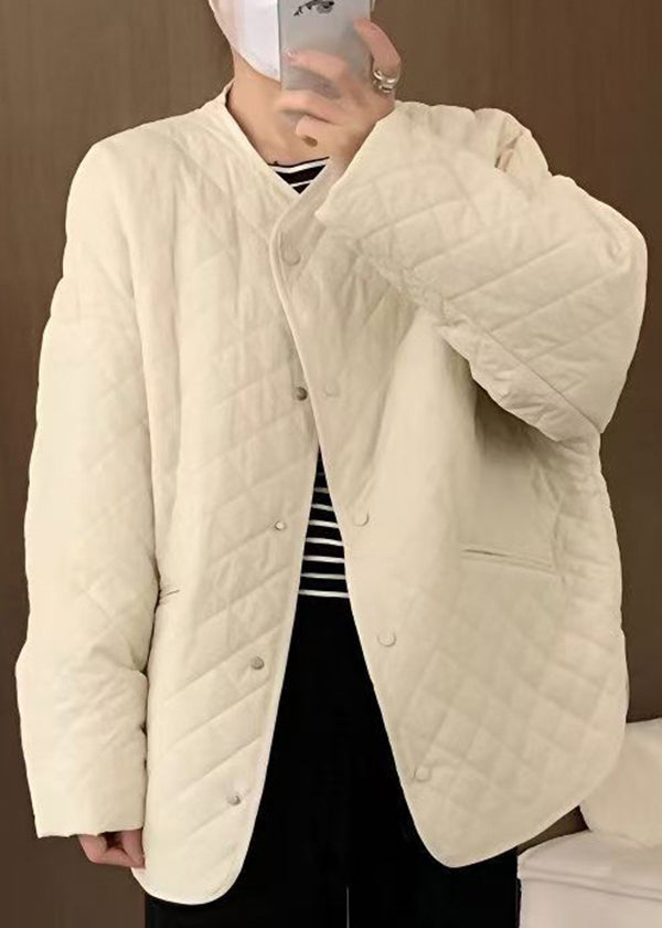 Yellow O Neck Pockets Fine Cotton Filled Jackets Fall