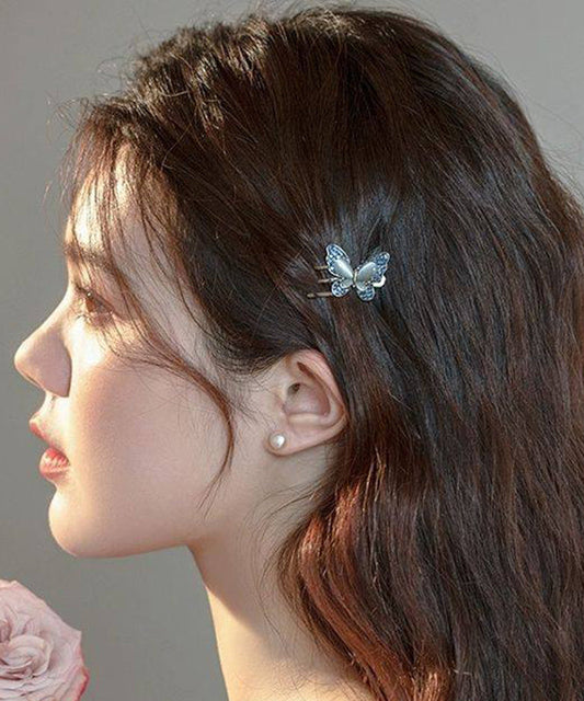 Blue Alloy Zircon Butterfly Crystal Hairpin Two-piece Set