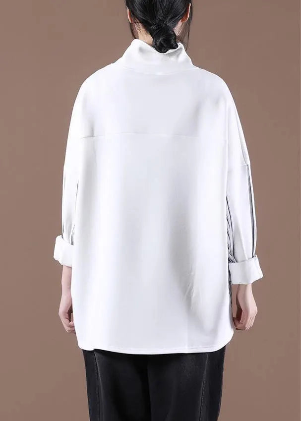 White Unique Zipper Stylish Spring Tops