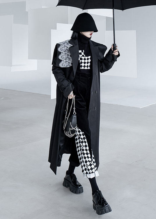 Black Patchwork High Waist Warm Fleece Corduroy Straight Pants Fall