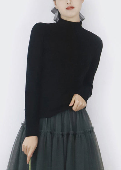 Black Warm Spring T Shirts Turtleneck