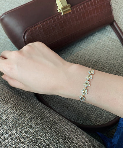 Stylish Gold Copper Overgild Zircon Charm Bracelet