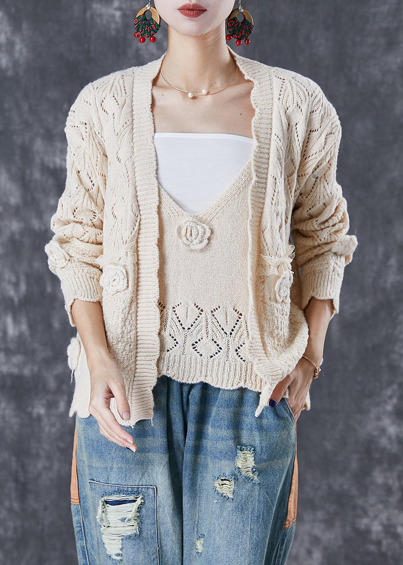 Modern Apricot Oversized Knit Cardigan Two Piece Set Fall
