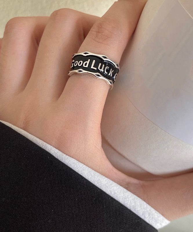 Retro Silk Stainless Steel Patchwork Chain and Graphic Two Piece Set Rings