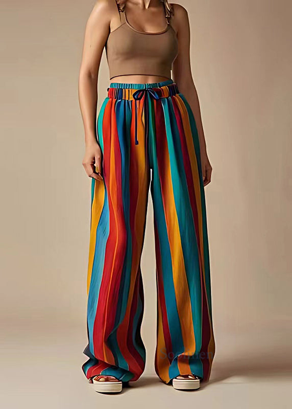 Colorblock Oversized Striped Linen Wide Leg Pants Summer