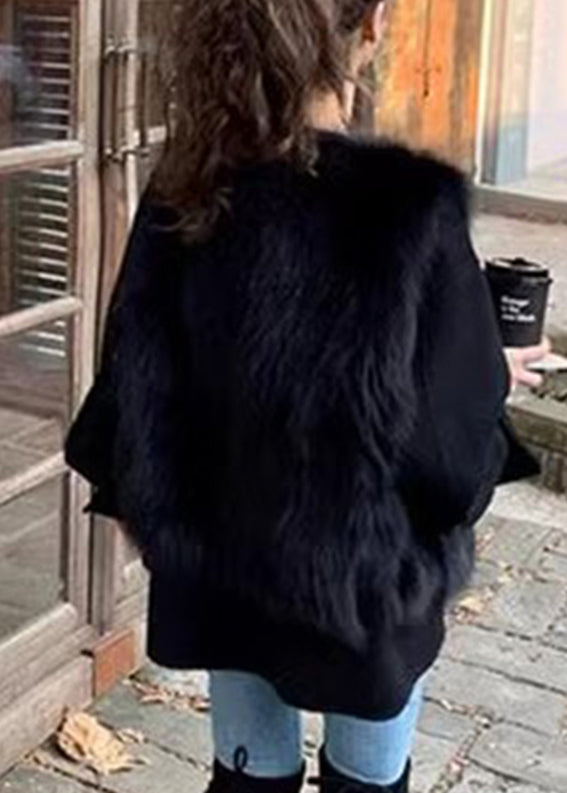 Apricot O-neck Zippered Leather and Fur Waistcoat Sleeveless