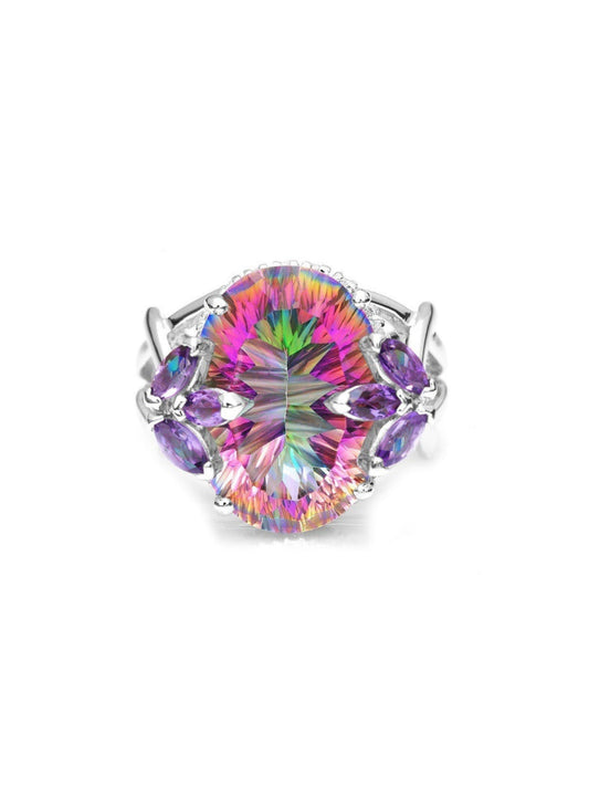 Aurora Crystal Sterling Silver Ring