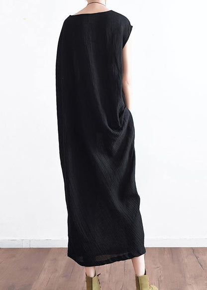 Summer New Cotton Hemp Art Loose Asymmetric Dress