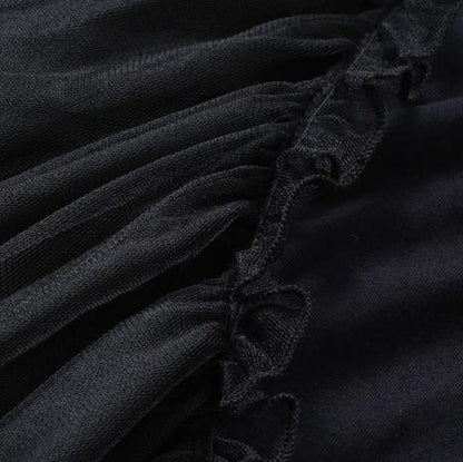 Simple Black Cotton Patchwork Spring Ankle Dress