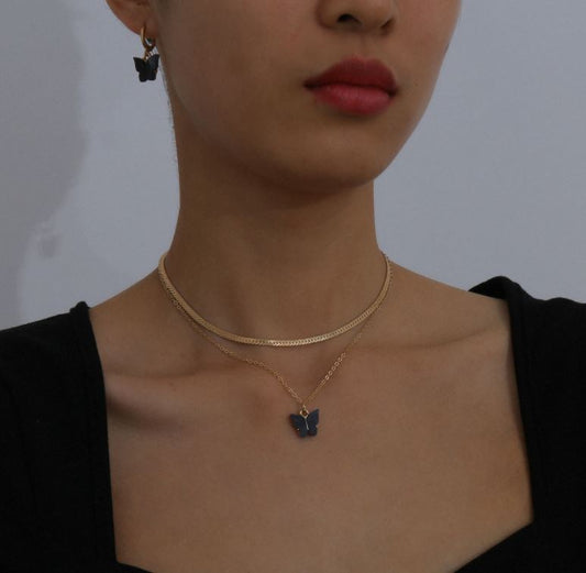 Jewelry Design Ins Style Geometric Necklace Temperament Color Small Butterfly Wild Short Necklace