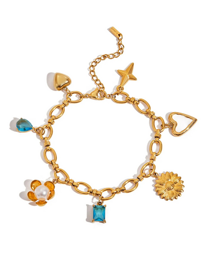 Zariya Shell Bead Flower Bracelet