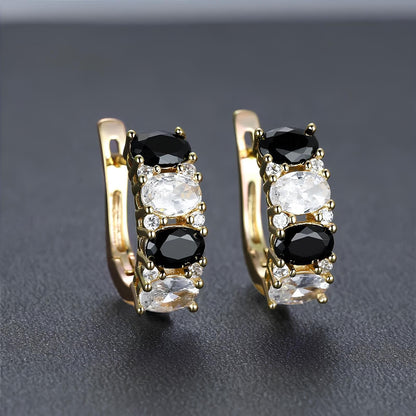 Obsidian & Ice Alchemy Hoop Earrings