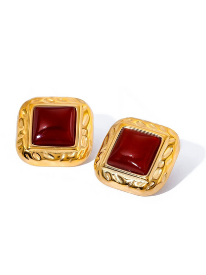 Charvi Agate Geometric Studs