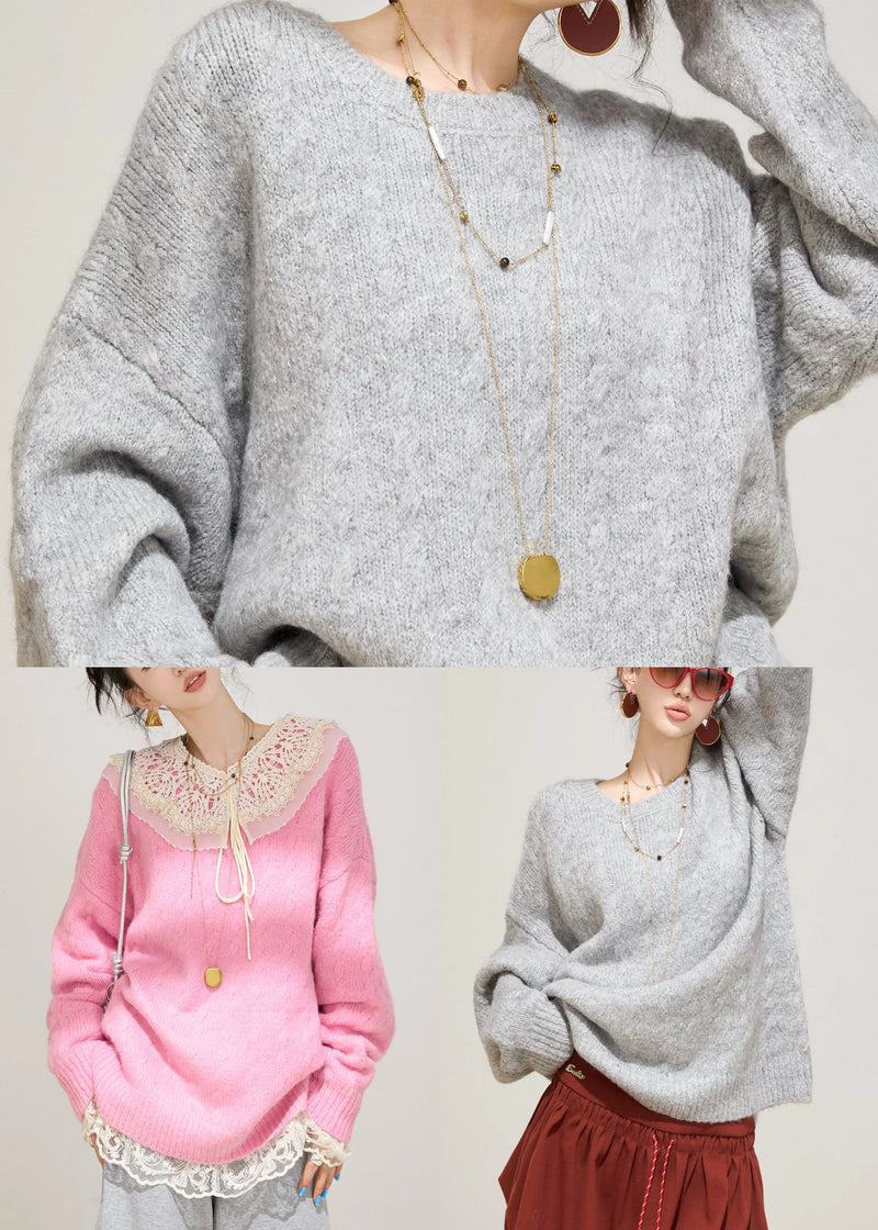 Rose Oversized Thick Knit Pullover Winter