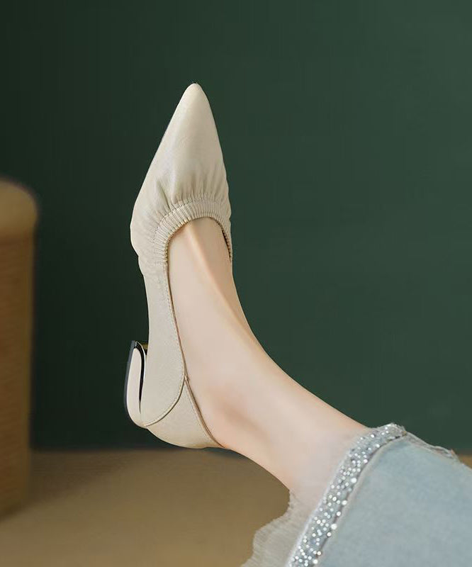 Classy Flat Shoes for Black Cowhide Leather Pointed Toe