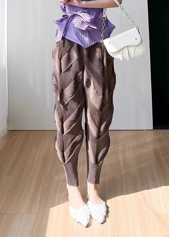 Black High Waist Wrinkled Silk Harem Pants Spring