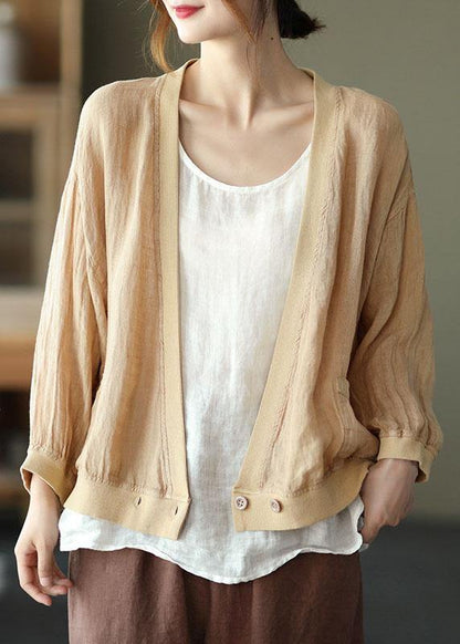 Yellow Patchwork Pockets Fall Button Long Sleeve Shirt Tops