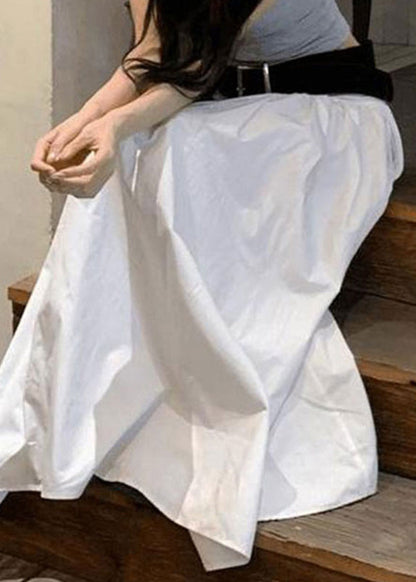 Fine White High Waist Cotton Skirts Summer