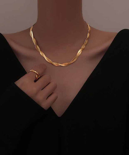 Gold Stainless Steel Alloy Double Layer Necklace