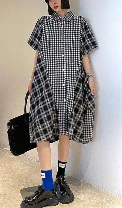 Plaid Patchwork Cotton Summer Maxi Dresses