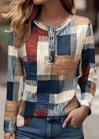 New Printed Cotton T-shirt Long Sleeves