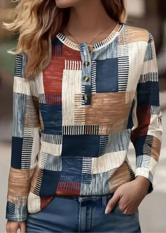New Printed Cotton T-shirt Long Sleeves