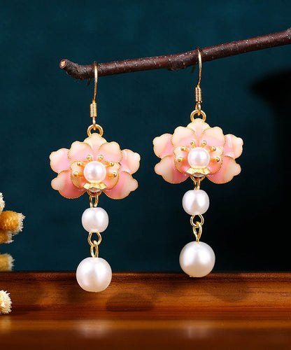Colorblock Copper Overgild Acrylic Pearl Drop Earrings