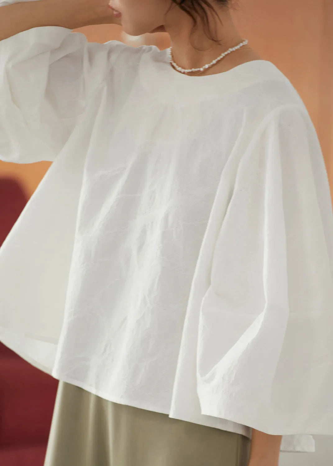 Loose White O-neck Patchwork Cotton T Shirts Fall