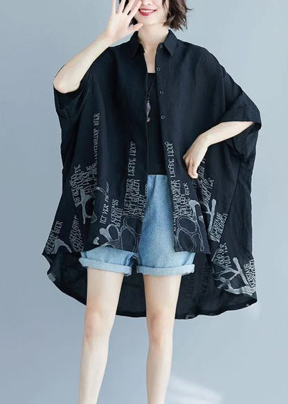 Brown Graphic Low High Design Cotton Summer Shirt Tops