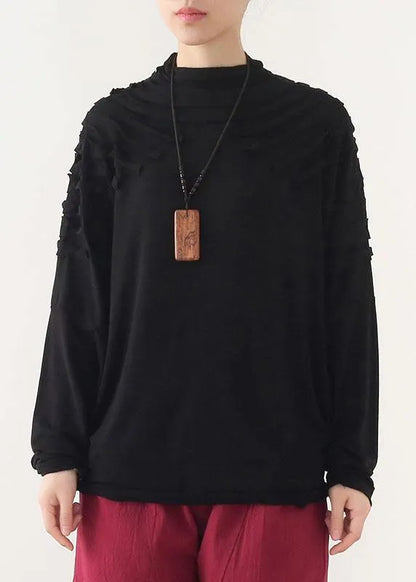 Boutique Black O-neck Fall Cotton Cozy Sweater