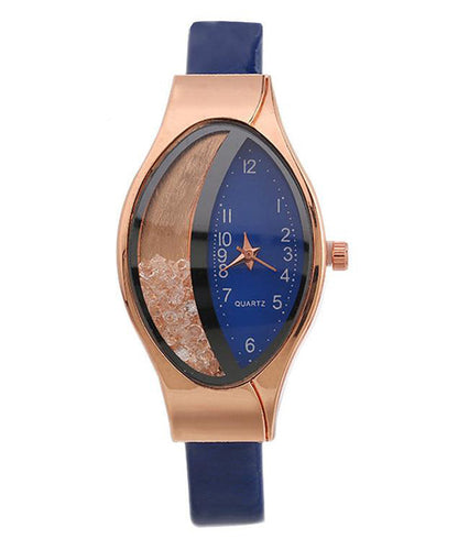 Pink Leather Alloy Eye Waterproof Watch