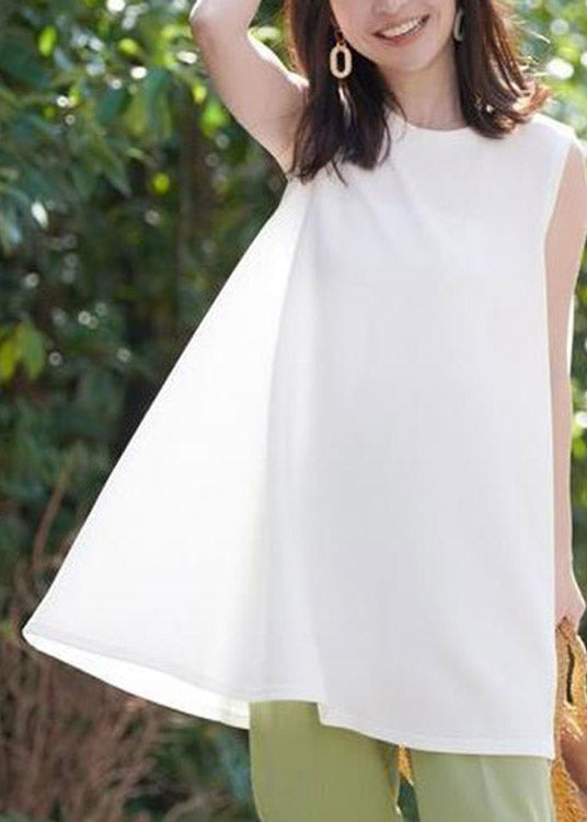 Loose White O-neck Cotton T Shirt Summer