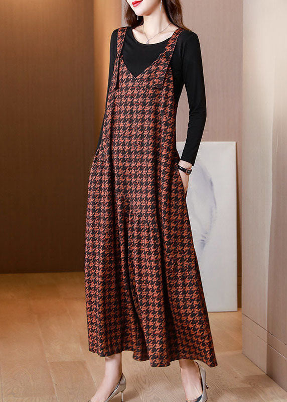 Orange Print Cotton Jumpsuits Two-piece Set Wide Leg Pants Spring
