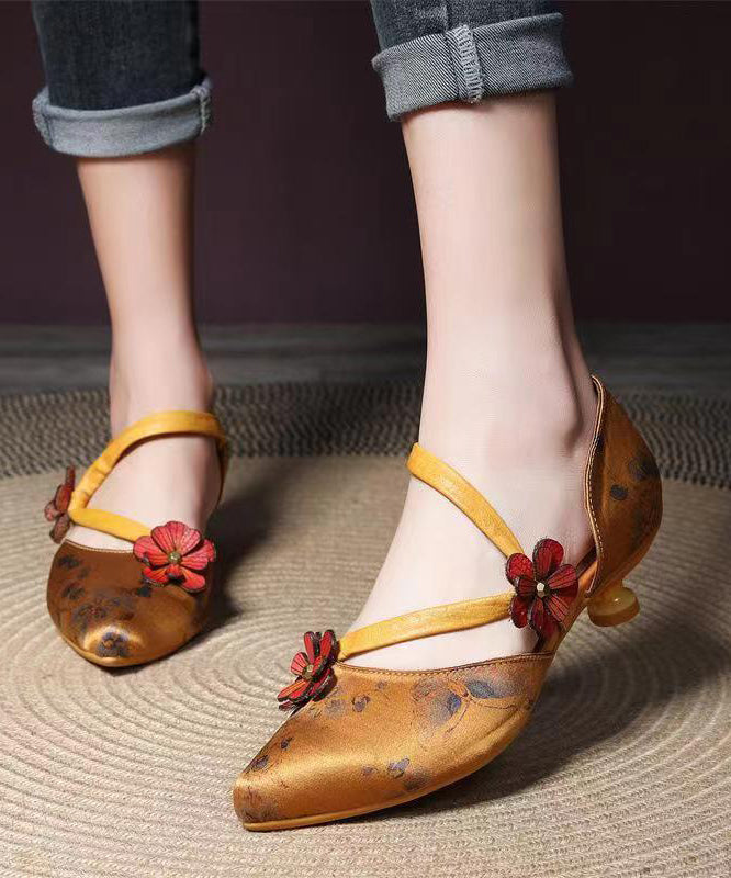 Blue Retro Print High Heels Pointed Toe