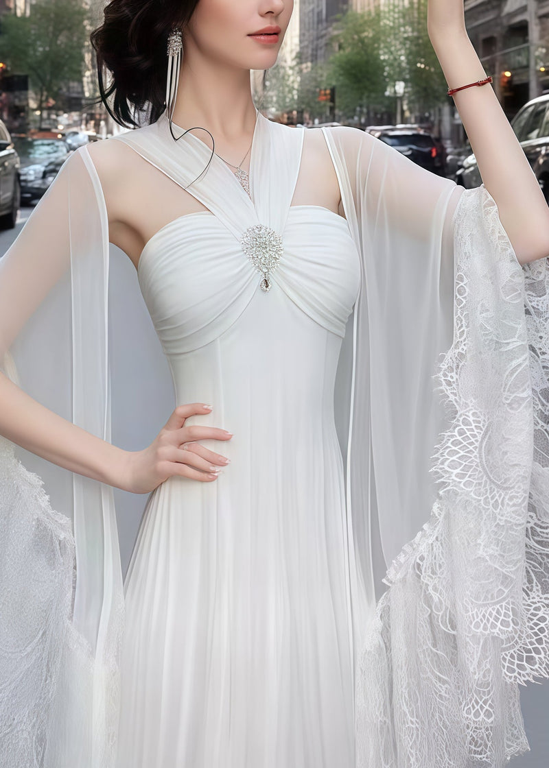 White Silm Fit With Shawl Tulle Vestidos Dresses Summer