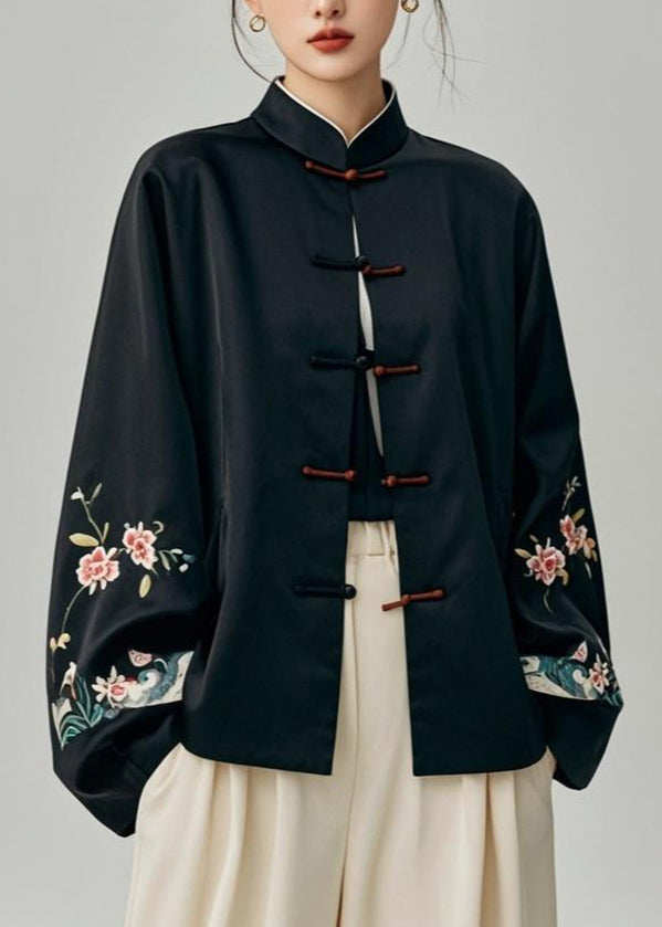 Black Print Patchwork Coats Fall