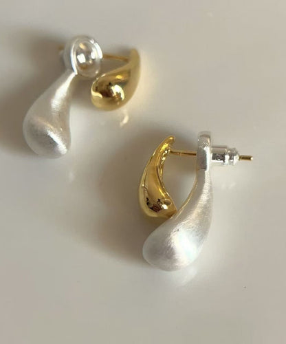 Colorblock Copper Overgild Water Droplet Stud Earrings