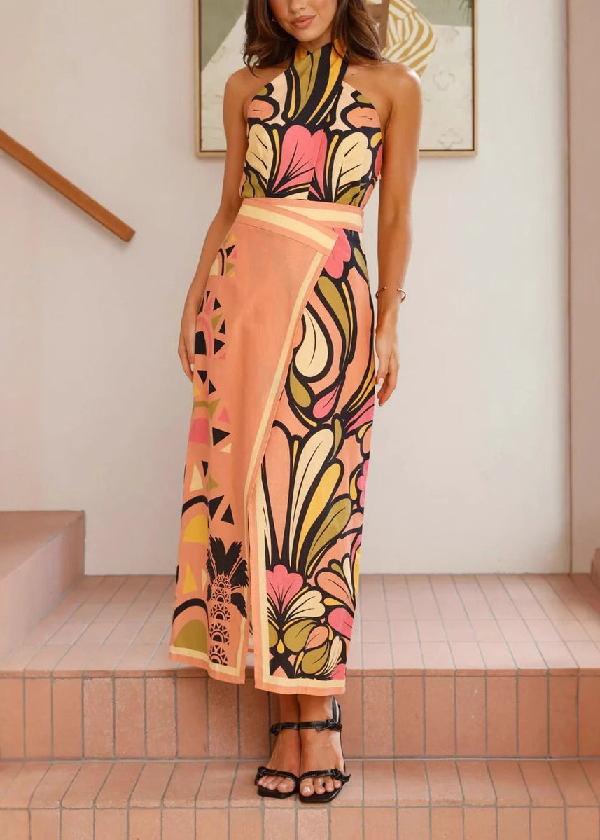 Cold Shoulder Top and Maxi Skirts Two Piece Set Sleeveless