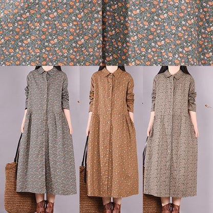 French Lapel Button Down Spring Ideas Blue Print Dress
