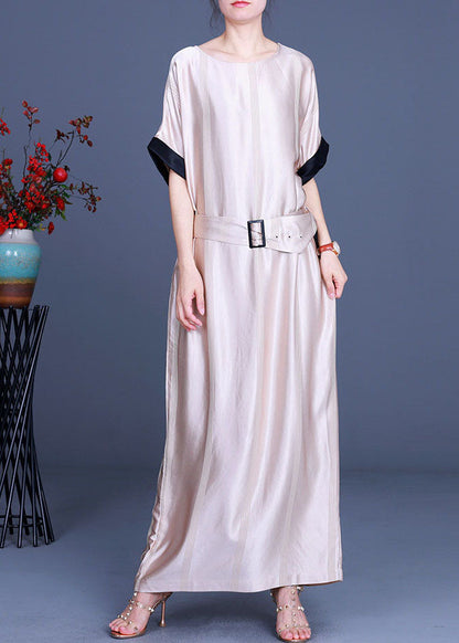 Art Apricot O-necktie Waist Fall Half Sleeve Party Dress