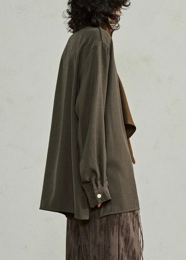 Unique Colorblock Turtleneck Asymmetrical Patchwork T Shirt Lantern Sleeve