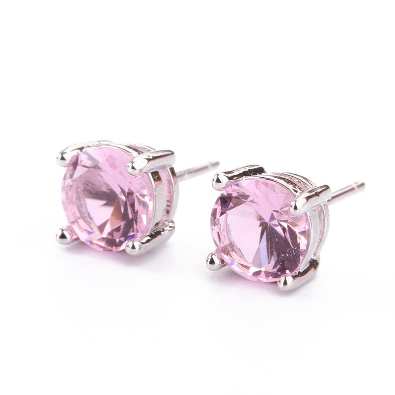 Natural Amethyst Love Earrings With Various Gemstones 7mm