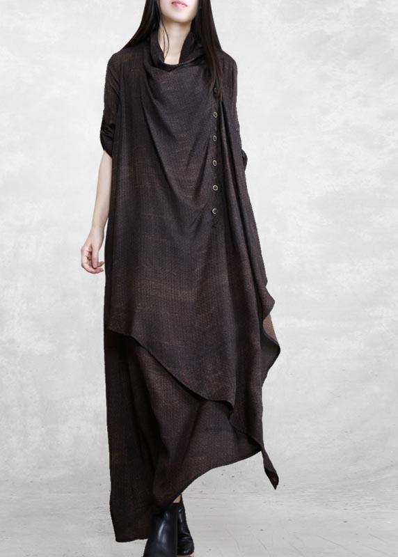 Asymmetric Spring Quilting Clothes Wardrobes Chocolate Maxi Dress