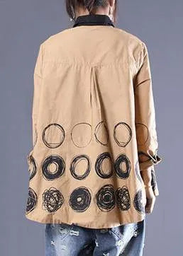 Loose Khaki Dotted Clothes for Patchwork Shirt