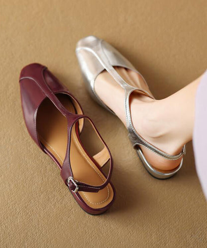 Mulberry Sandals Cowhide Leather Splicing Hollow Out