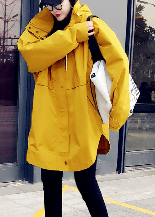 Yellow Patchwork Pockets Fall Coats