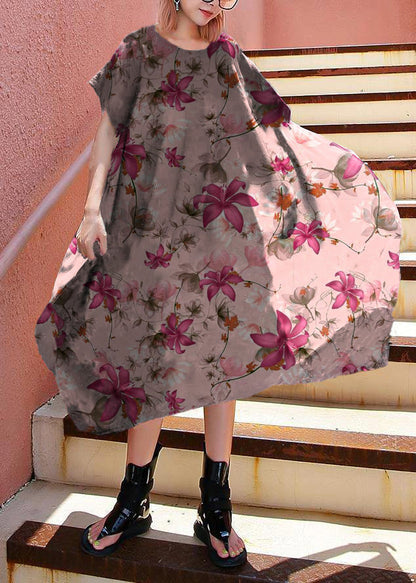 Simple Brown Leopard Print Cotton Summer Dress