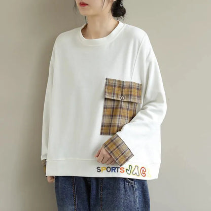 White Cotton Clothes for Long Sleeve Art Embroidery Pockets Blouses